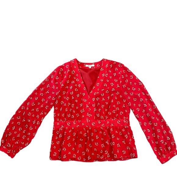 Madewell V-Neck Peplum Top in Little Lilies - Picture 4 of 10